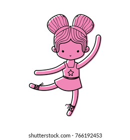 color girl practice ballet with professional clothes