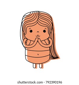color girl wth long hair and tender face