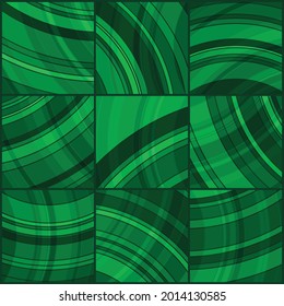 Color glass abstract dark green glossy textured tile. Liquid marbling ebru texture in tiffany technique. Self-adhesive printing film for stained glass. Vector background