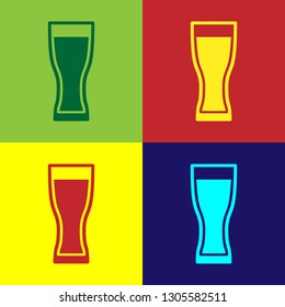 Color Glass of beer icon isolated on color backgrounds. Flat design. Vector Illustration
