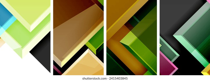 Color glass glossy square composition poster set for wallpaper, business card, cover, poster, banner, brochure, header, website