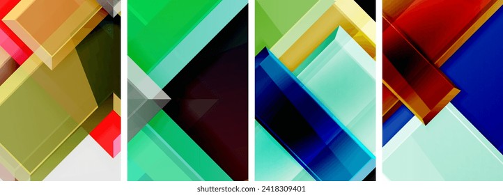 Juego de pósters de composición cuadrada brillante de vidrio en color para papel pintado, tarjeta de visita, portada, afiche, banner, folleto, cabecera, sitio web