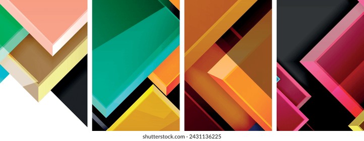 Color glass glossy square composition poster set for wallpaper, business card, cover, poster, banner, brochure, header, website
