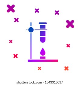 Color Glass test tube flask on fire heater experiment icon isolated on white background. Laboratory equipment. Gradient random dynamic shapes. Vector Illustration
