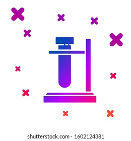 Color Glass test tube flask on stand icon isolated on white background. Laboratory equipment. Gradient random dynamic shapes. Vector Illustration