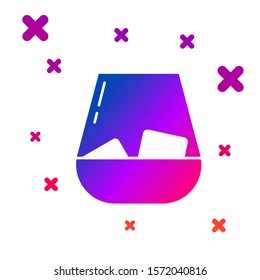 Color Glass of whiskey and ice cubes icon isolated on white background. Gradient random dynamic shapes. Vector Illustration