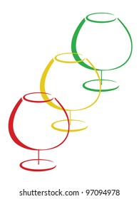Color glasses of cognac