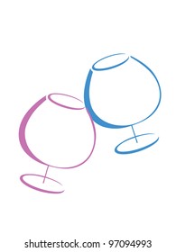 Color glasses of cognac