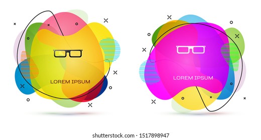Color Glasses icon isolated on white background. Eyeglass frame symbol. Abstract banner with liquid shapes. Vector Illustration