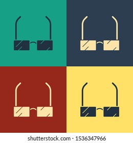 Color Glasses icon isolated on color background. Eyeglass frame symbol. Vintage style drawing. Vector Illustration