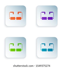 Color Glasses icon isolated on white background. Eyeglass frame symbol. Set icons in colorful square buttons. Vector Illustration