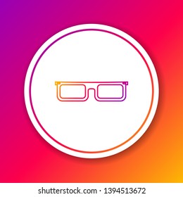 Color Glasses line icon isolated on color background. Eyeglass frame symbol. Circle white button. Vector Illustration