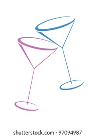 Color glasses of martini