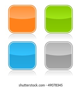 Color glassy blank web button with gray reflection on white