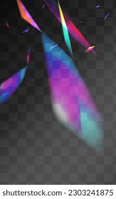 Color Glints Vector Transparent Background. Neon Bokeh Dreamy Illustration. Light Confetti Laser Wallpaper. Bright Effect Reflection Branch.