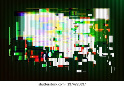 Color glitch background. Distortion effects for advertising. Vector illustration.