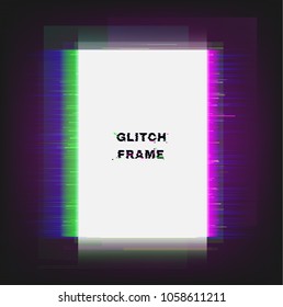 Color glitch frame. Distortion effects for advertising. Vector illustration.