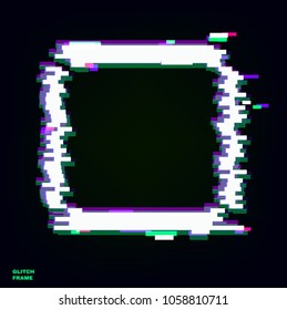Color glitch frame. Distortion effects for advertising.