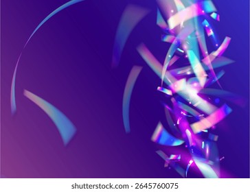 Color Glitter. Party Confetti. Unicorn Tinsel. Surprise Flag. Laser Template. Hologram Background. Light Holographic Illustration. Blue Glare Effect. Pink Color Glitter