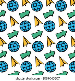 color global connection with paper plane and arrow background
