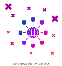 Color Global technology or social network icon isolated on white background. Gradient random dynamic shapes. Vector Illustration