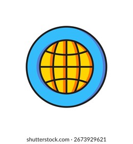 Color Global technology or social network icon isolated on white background. Flat filled outline style with shadow. Vector