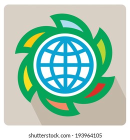 Color globe - flat design, ecology concept