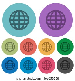 Color globe flat icon set on round background.