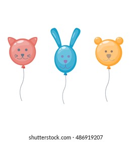 Color glossy animals balloons mega set vector illustration