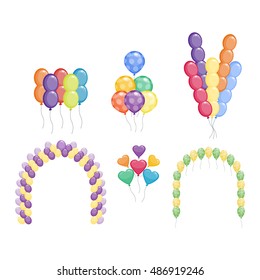 Color glossy animals balloons mega set vector illustration