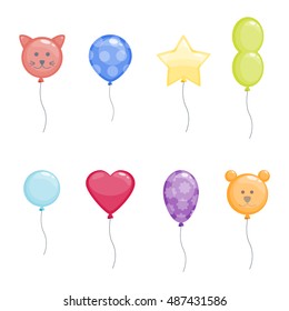 Color glossy animals balloons mega set vector illustration