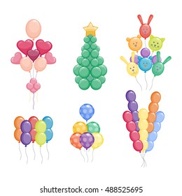 Color glossy animals balloons mega set vector illustration