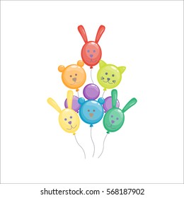 Color glossy animals balloons vector illustration.