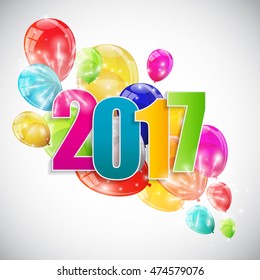 Color Glossy Balloons 2017 New Year  Background Vector Illustration eps10