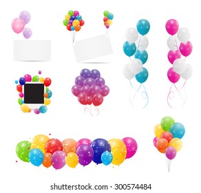 Color Glossy Balloons Background Set Vector Illustration EPS10