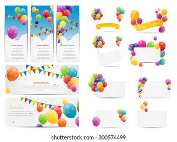 Color Glossy Balloons Background Set Vector Illustration EPS10