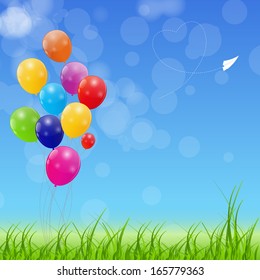 Color glossy balloons background vector illustration