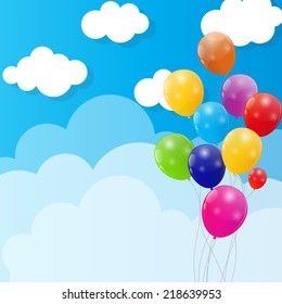Color Glossy Balloons Background Vector Illustration 