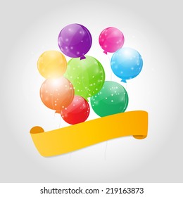 Color Glossy Balloons Background Vector Illustration 
