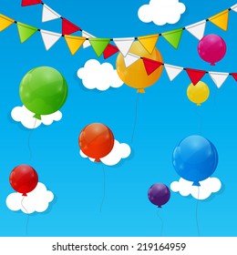 Color Glossy Balloons Background Vector Illustration 