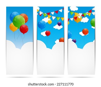 Color Glossy Balloons Background Vector Illustration 