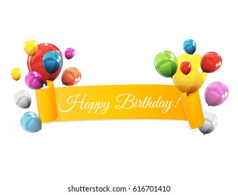 Color Glossy Balloons Birthday Background Vector Illustration EPS10