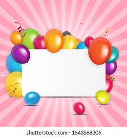 Color glossy balloons birthday card background Vector Illustration EPS10