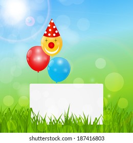 Color Glossy Balloons Birthday Card  Background Vector Illustration 