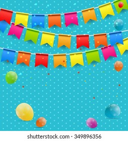 Color glossy balloons birthday card  background vector illustration