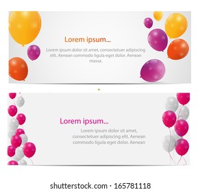 Color glossy balloons card background vector illustration