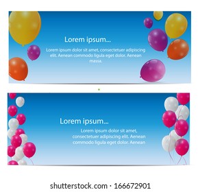 Color glossy balloons card background vector illustration