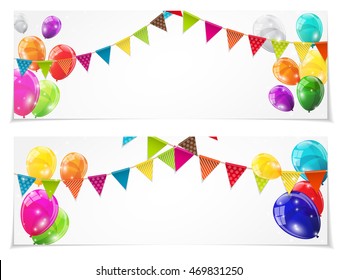 Color Glossy Balloons Card Set Background Vector Illustration eps10