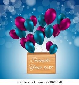 Color Glossy Balloons Card Vector Illustration party