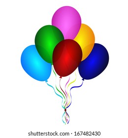 Color glossy balloons isolated on white